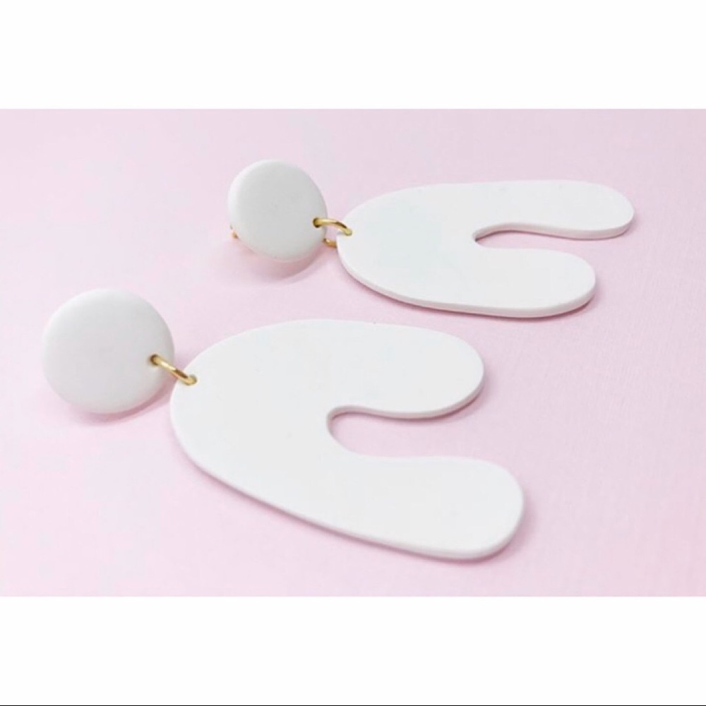 White Ceramic Cutout Drop Earrings